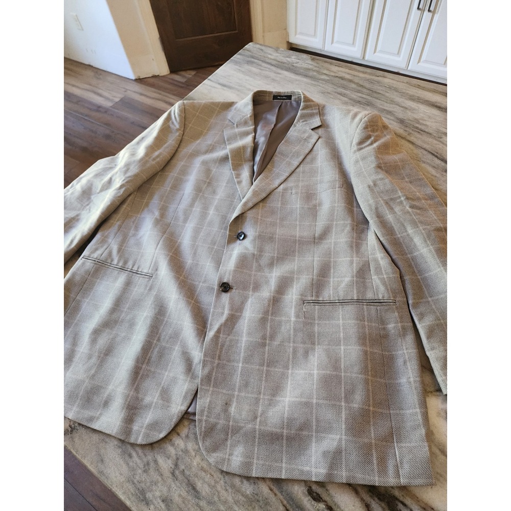 S&K Mens Windowpane Plaid Two Button Blazer Sport Coat Jacket Size 50L